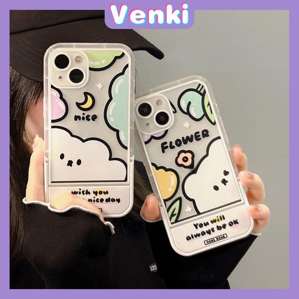 iPhone Case Acrylic Invisible Folding Stand Silicone Soft Case Shockproof Cover Camera Bear Cute Cartoon Compatible For iPhone 11 Pro Max 13 Pro Max 12 Pro Max 7Plus xr XS Max