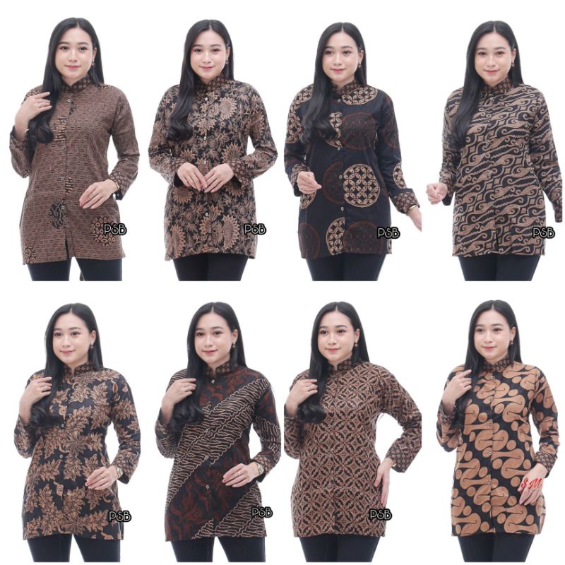 BAJU BATIK ATASAN BATIK LAWASAN KANCING M L XL//BLOUSE BATIK KANCING COKLAT