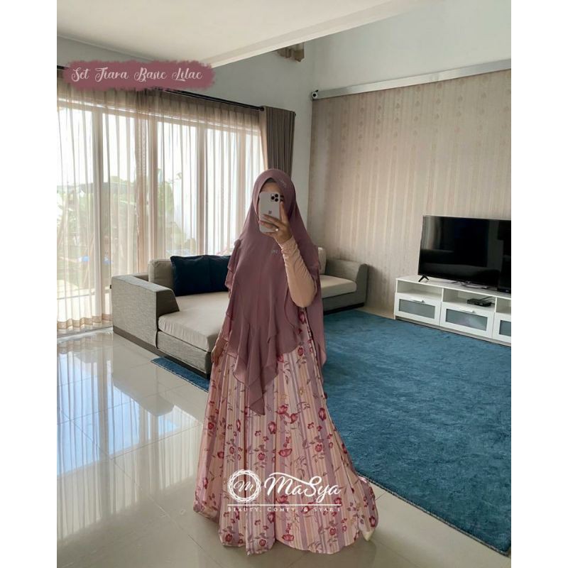 Dress Tiara Basic Lilac - set Gamis Syari terbaru by Masya, Madenia syar'i