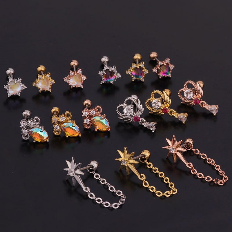 1pc Anting Tusuk Desain Bunga Hias Cz Untuk Wanita