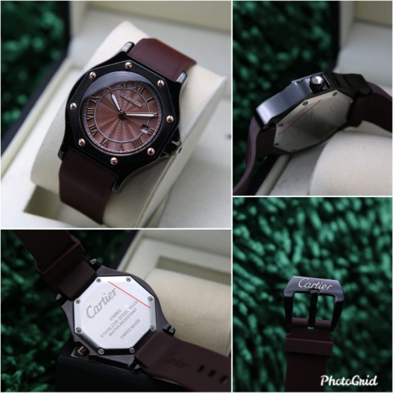 sj jam tangan wanita Cartier new collection fashion wanita tali rubber premium free box kancing