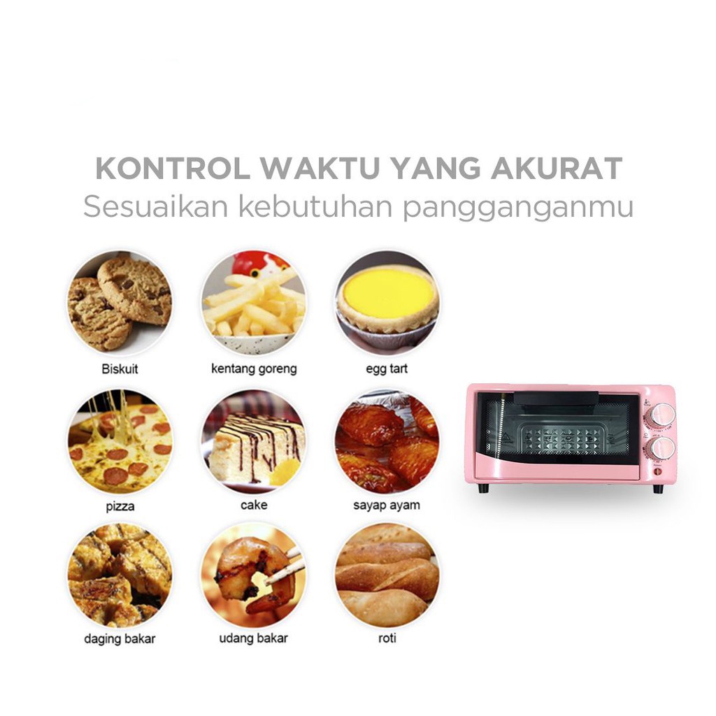 Oven Mini Pemanggang Daging Oven Baking Kue Kompor Listrik Oven Listrik Low Watt Kapasitas 12L Pemanggang Makanan Serbaguna -Wonderdekorasi