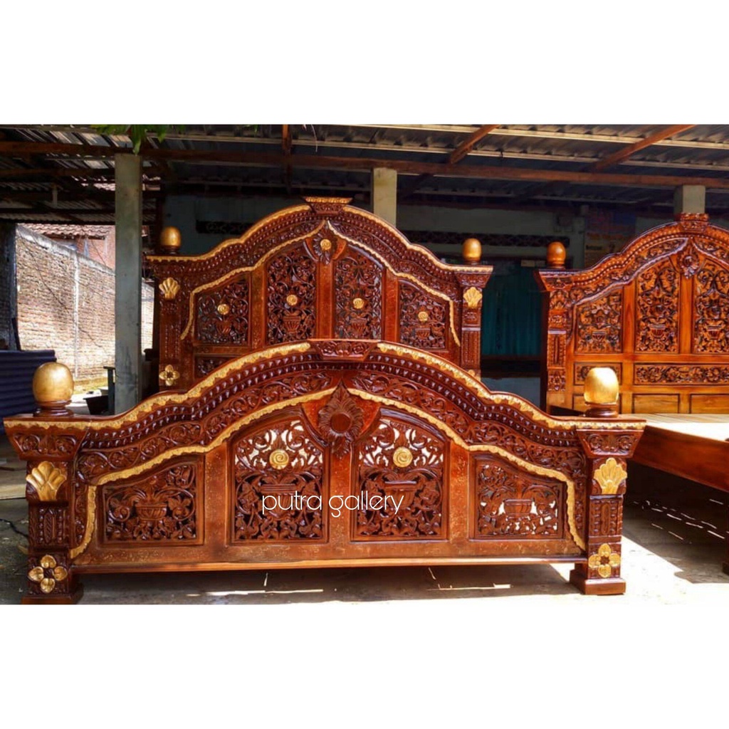Tempat tidur jati / Dipan ukir gebyok / Dipan ranjang kayu jati / Putra Gallery Meubel