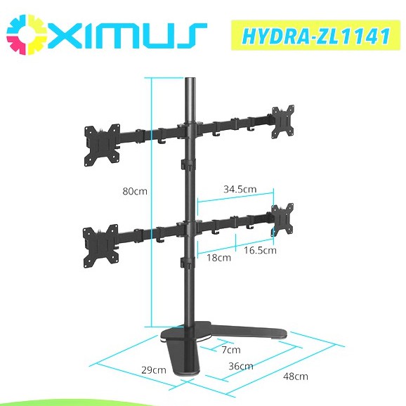 BRACKET MONITOR 13-27 in STANDING MEJA 4 ARM LENGAN OXYMUS HYDRA ZL 1141 LED LCD TV