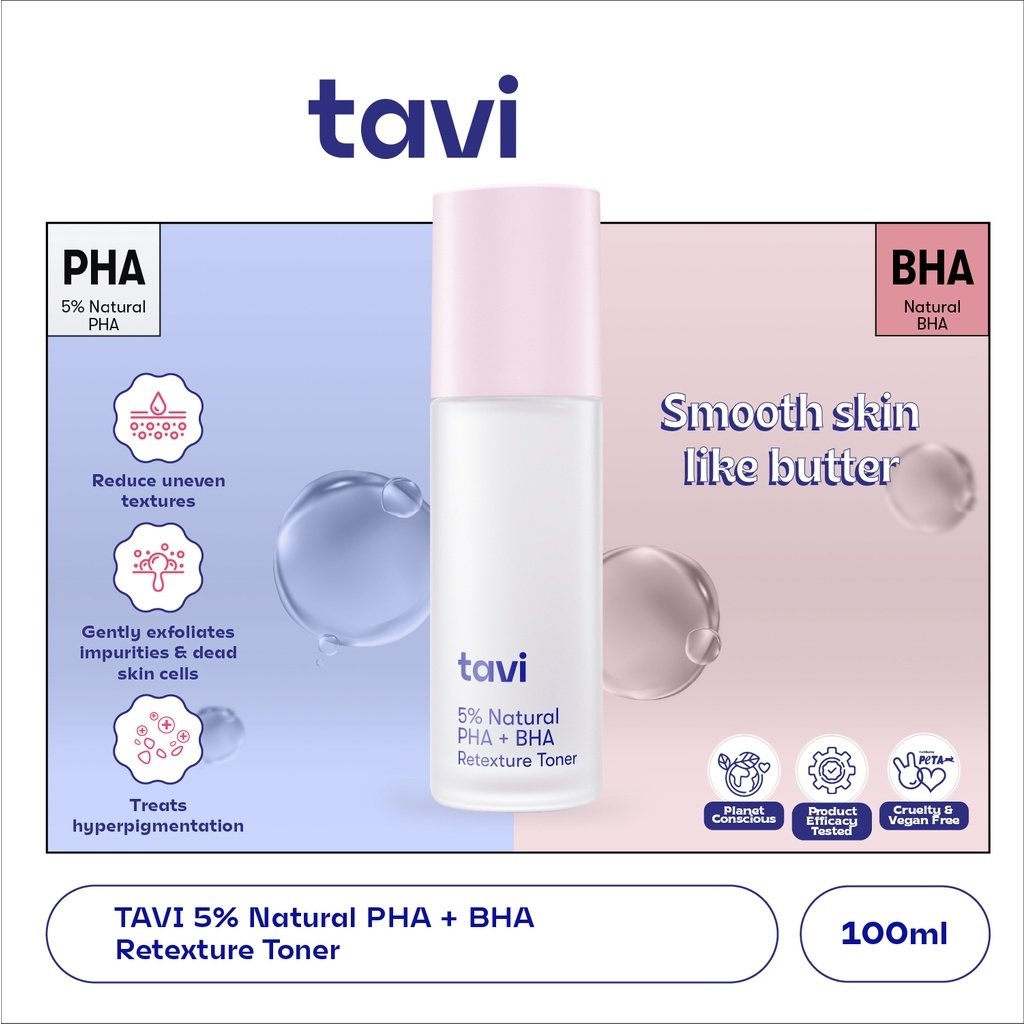 ★ BB ★  TAVI 5% Natural PHA + BHA Retexture Toner 100 ml - Memperhalus Tekstur Kulit dan Mengangkat Sel Kulit Mati