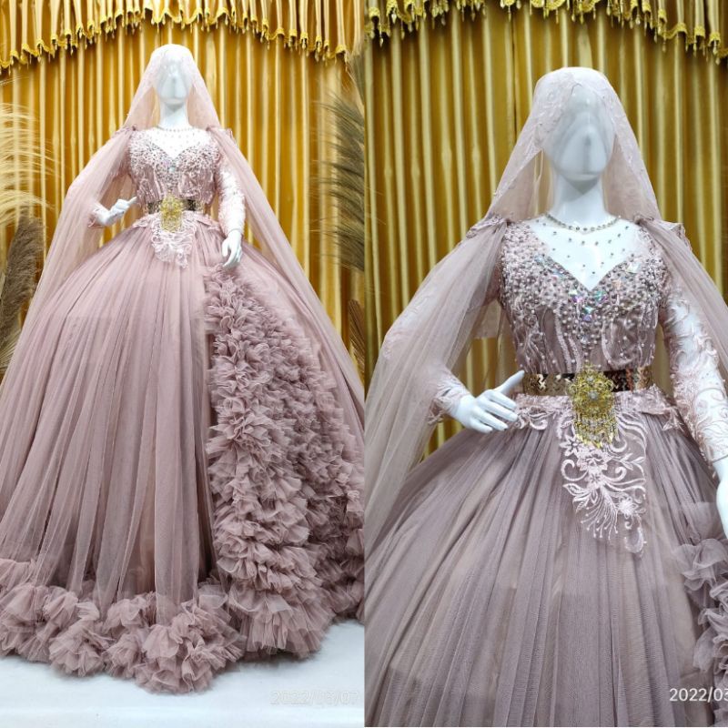 BEST SELLER//GOWN BARBIE AWAN TREND MASA KINI//GOWN WEDDING MEWAH//GOWN EKONOMIS PREMIUM