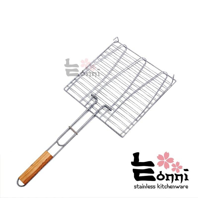 Panggangan ikan stainless penjepit panggang daging bbq alat bakar daging