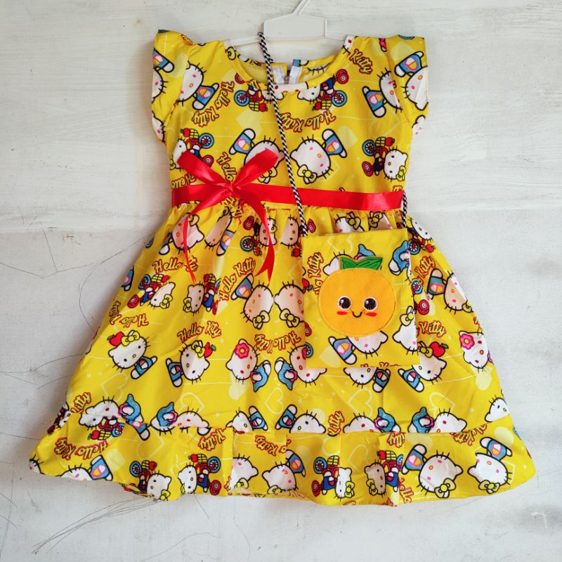 Dress anak 2 3 tahun perempuan cewek motif hello kitty lucu cantik ( Dress Kartunitas HK )