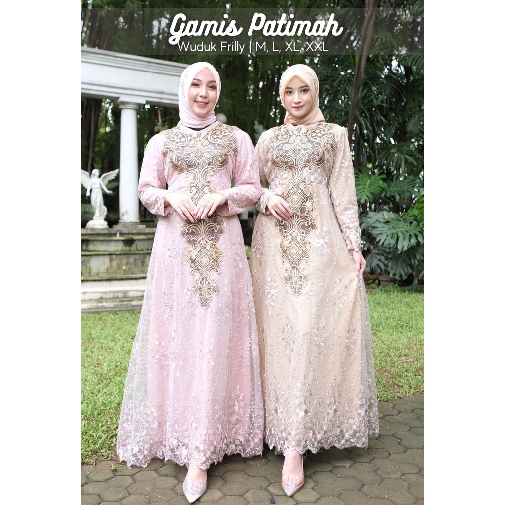 Kadai.baju / Gamis fatimah / Gamis brukat bordir / Gamis pesta wanita / Dress Muslim Size M L XL XXL