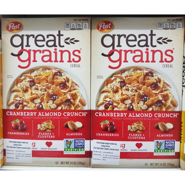 

Post great grain cranberry almond crunch 14oz (396gr)