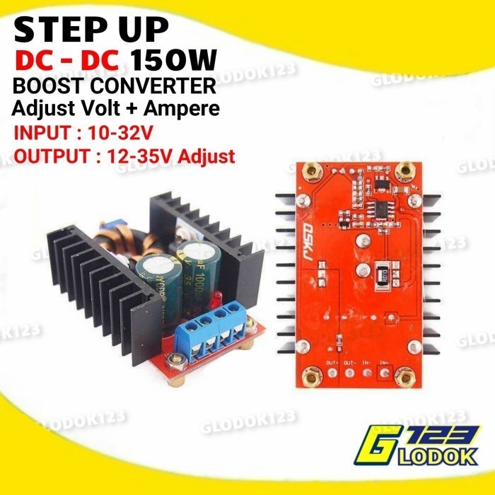 DC DC Step Up 150W 10-32V to 12-35V 10A Volt dan Amper Adjust