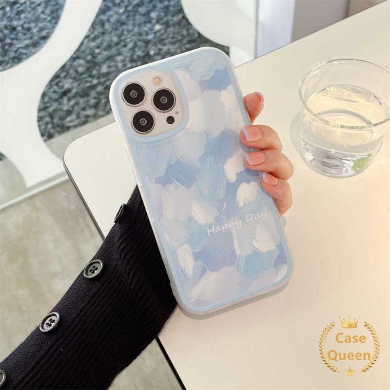 Soft Case TPU Motif Lukisan Langit Biru Untuk iPhone 11 7Plus 8Plus 11 12 13 Pro MAX XR X SE 2020 XS MAX 7 8 6 6S Plus