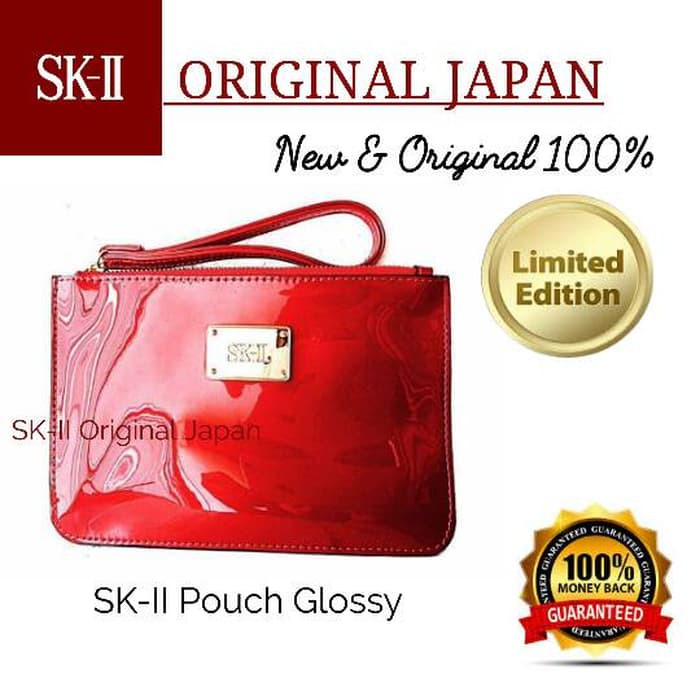 SKII/SK2/SK-II POUCH GLOSSY WITH SK II GOLD PLATE