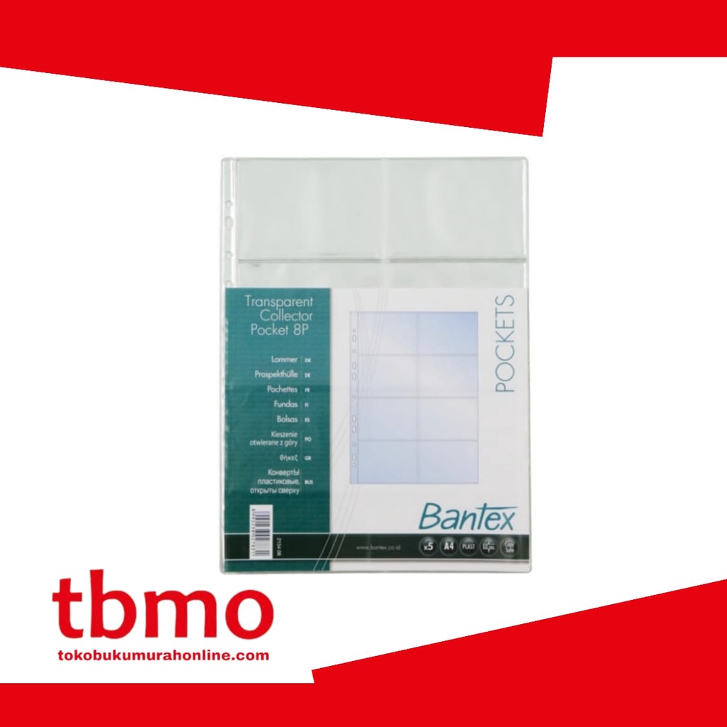 

TBMO COLLECTOR POCKET A4 1X8P TRANSPARANT TP 0.12 @5PCS BANTEX 2154 08 / SHEET PROTECTOR