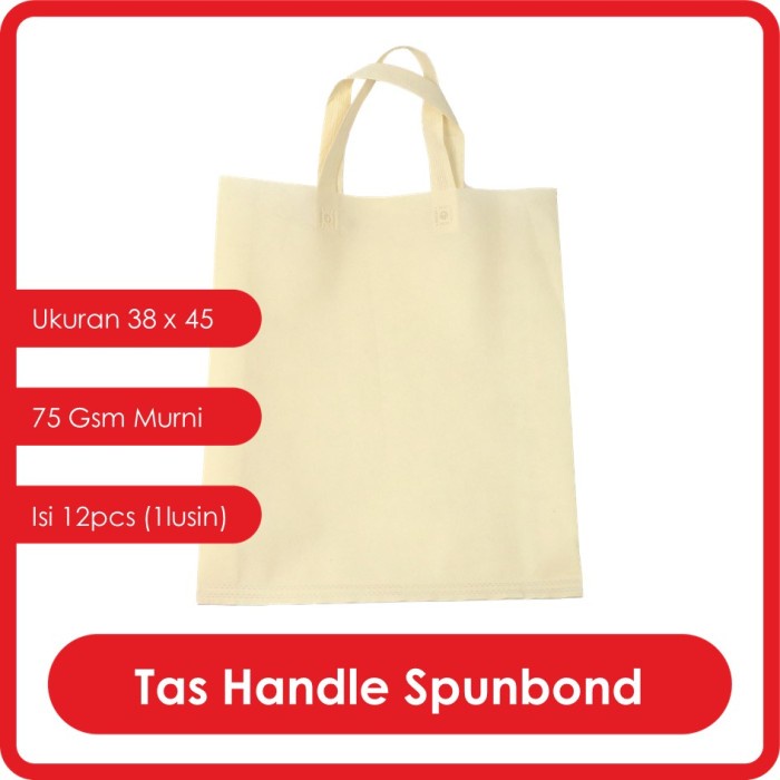 

SALE GOODIE BAG SPUNBOND HANDLE LUSINAN 38x45 / Tas Belanja Murah (Cream)