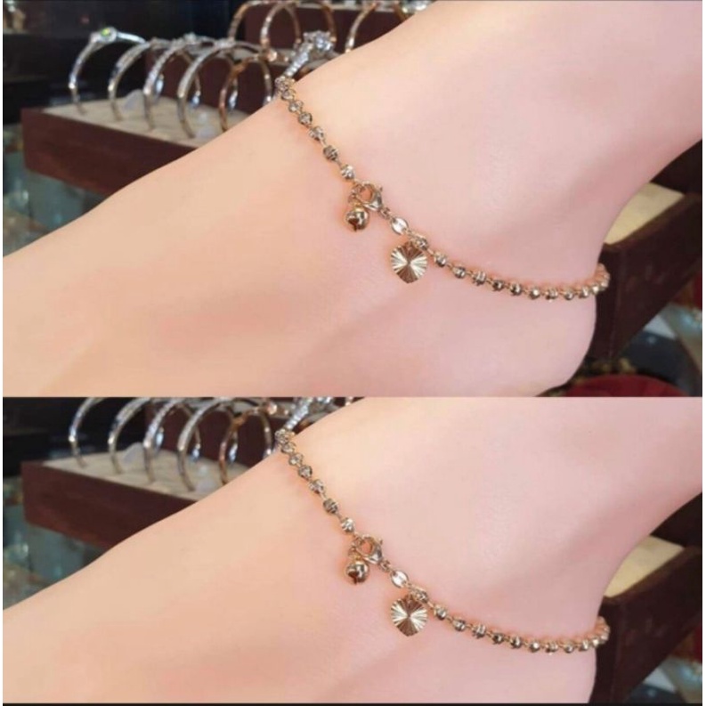 gelang kaki motif biji lada gold titanium asli