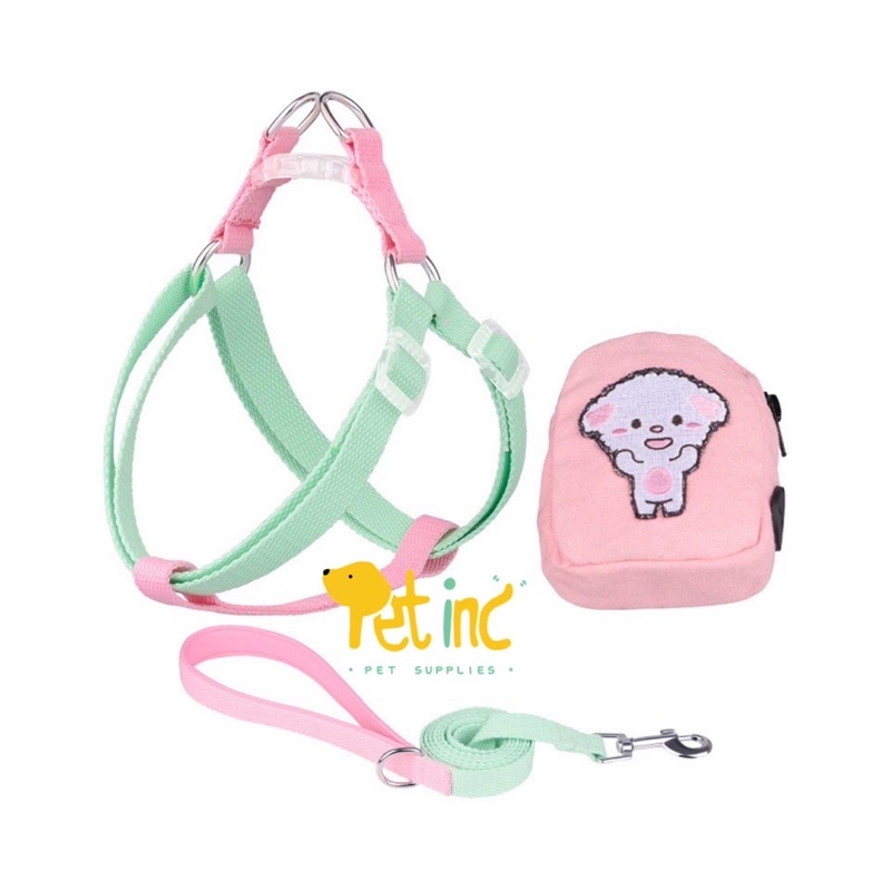 Jellybon korea poo bag harness set with leash