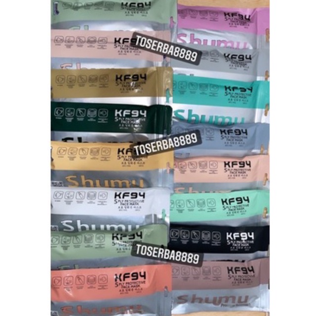 Masker Korea KF94 Shumu 5 Ply Warna Warni Izin Kemenkes  1 Pack isi 10Pcs