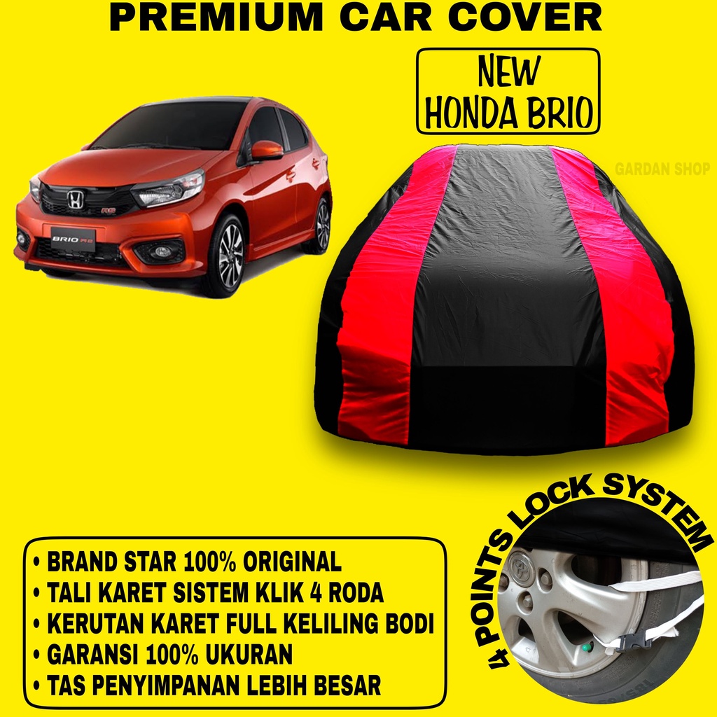 Body Cover NEW HONDA BRIO Sarung Strip MERAH Penutup Pelindung Bodi Mobil New Honda Brio Waterproof PREMIUM Red