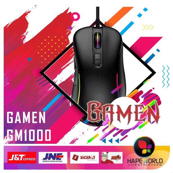 GAMEN GM1000 MOUSE GAMING DENGAN LAMPU RGB - MURAH - 100% ORIGINAL