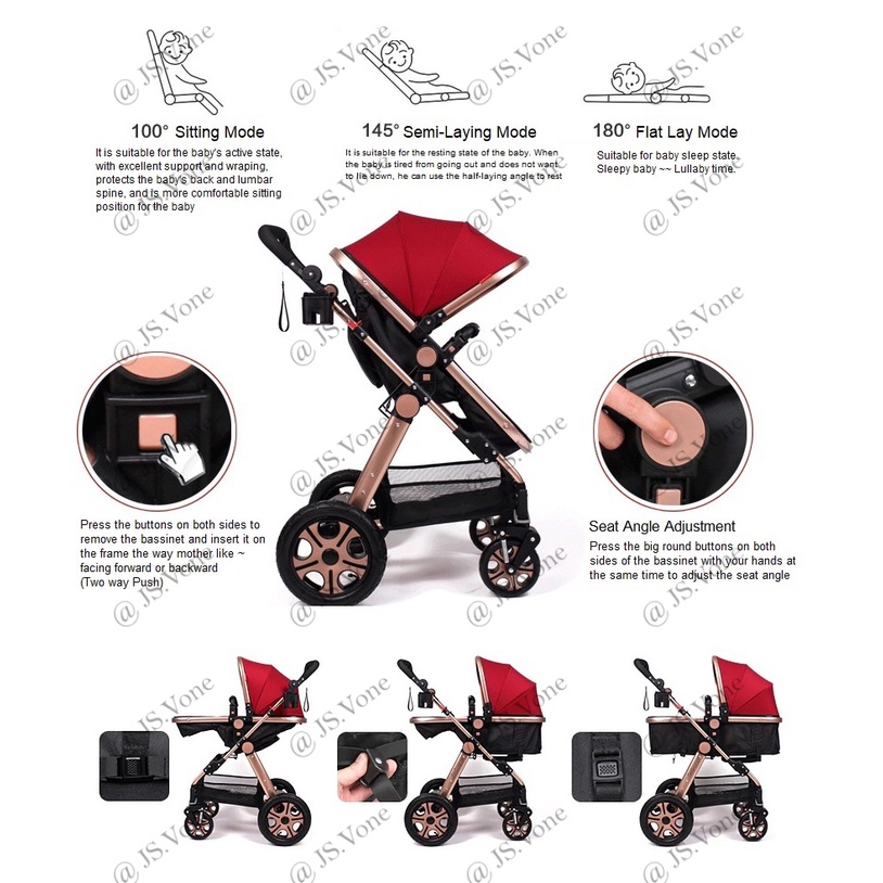 Stroller Baby Bliss Bassinet / Kereta Dorong Bayi Reversible - 2 Dua Arah