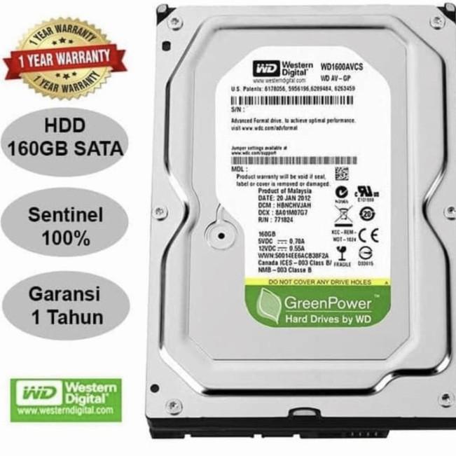 Harddisk Hardisk Pc 160Gb Wd Green-Hdd Internal 160Gb Wd New