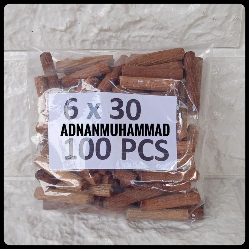 Kayu dowel bulat stik paku kayu 6 x 30mm 100pcs