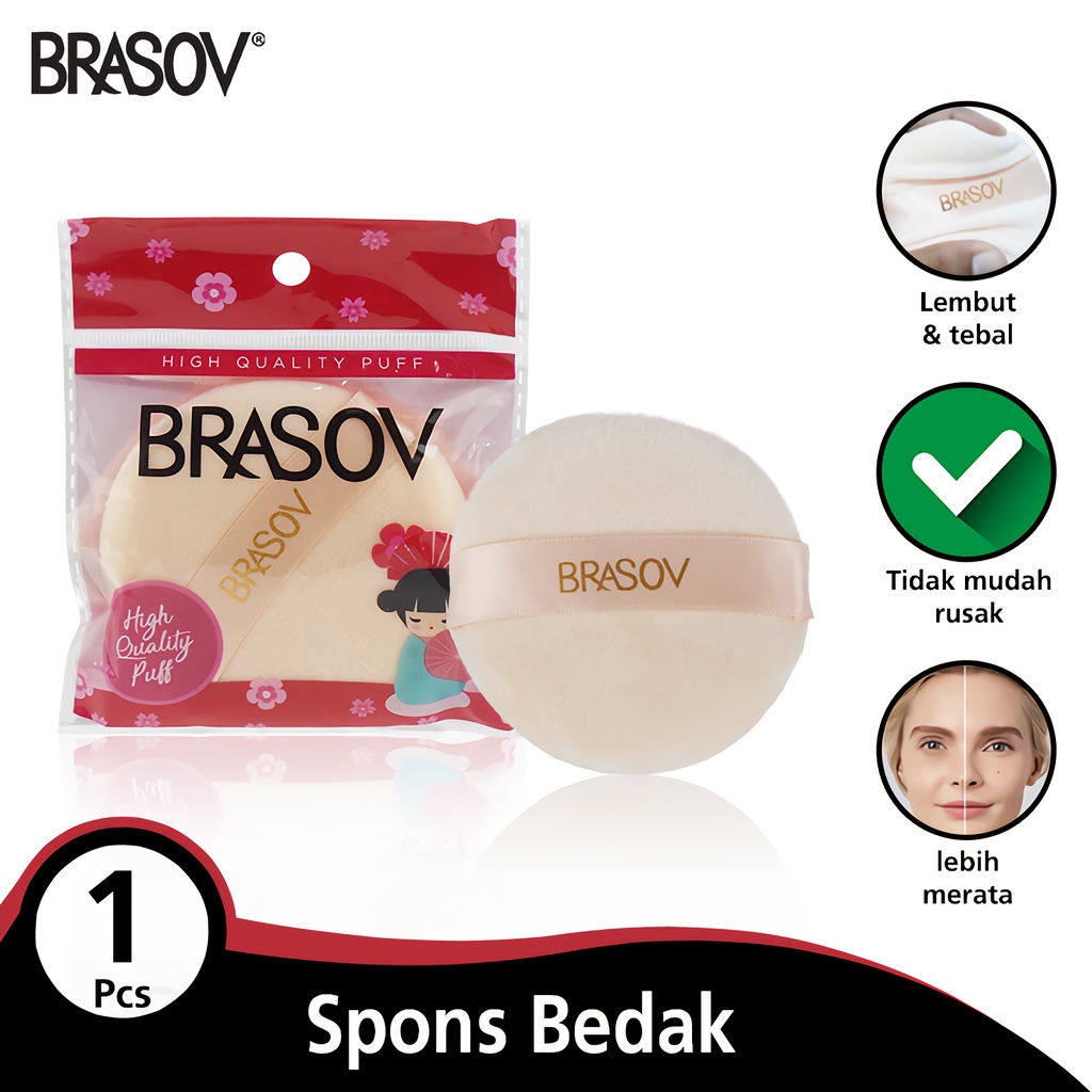 BRASOV Spons Bedak / Foundation | Sponge Puff Make Up Tools Kotak Bulat