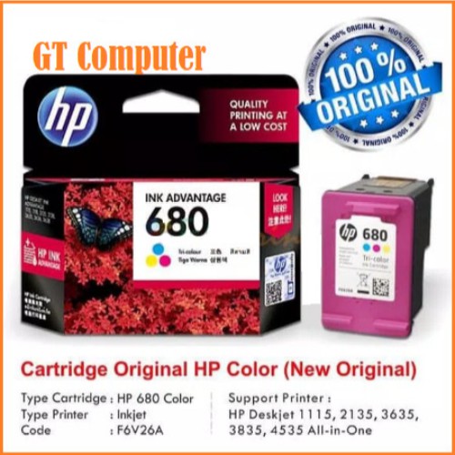 Catridge Tinta Printer HP 680 Colour Original