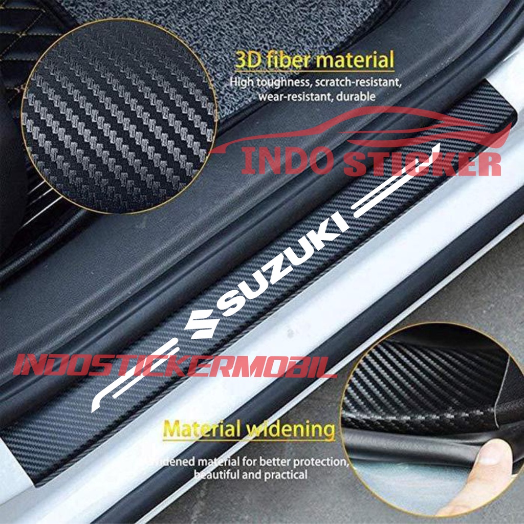 Sticker stiker sillplate mobil suzuki stiker karbon 3d pijakan kaki mobil suzuki 4pcs