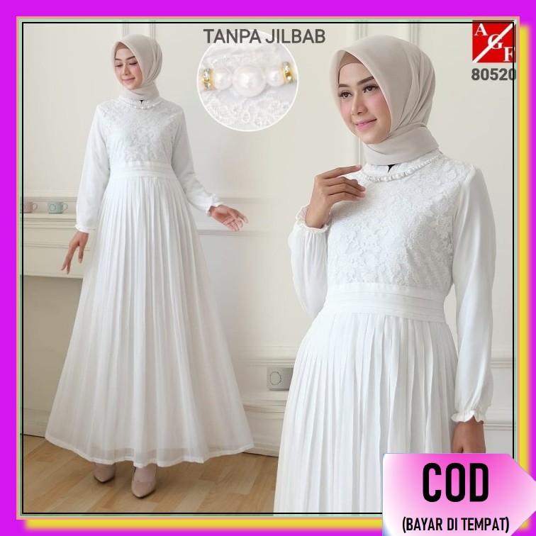 Model Baru Gamis Terbaru 2021 Ori Simple Simpel Elegan Gamis Leba Jz729 Agnes Brukat Putih Muslim Shopee Indonesia