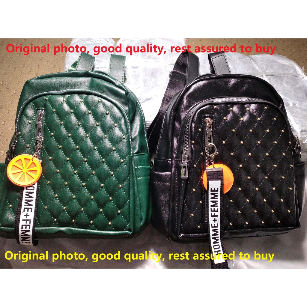 kualitas bagus import fashion tas Ransel  rivet women bags  beg perempuan  beg galas PU Leather Cewek Wanita Bag Korea Backpack 7132