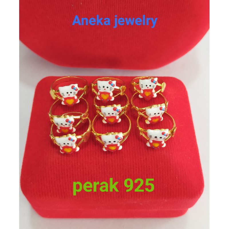 Cincin anak cat Hello Kitty, perak 925, sepuh emas kuning, 35.000/pcs