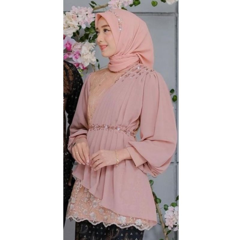 Kebaya Modern Wisuda Kondangan Lamaran / Sage Green Mauve Taro Nude Milo Pink Rosegold Ice Blue Denim