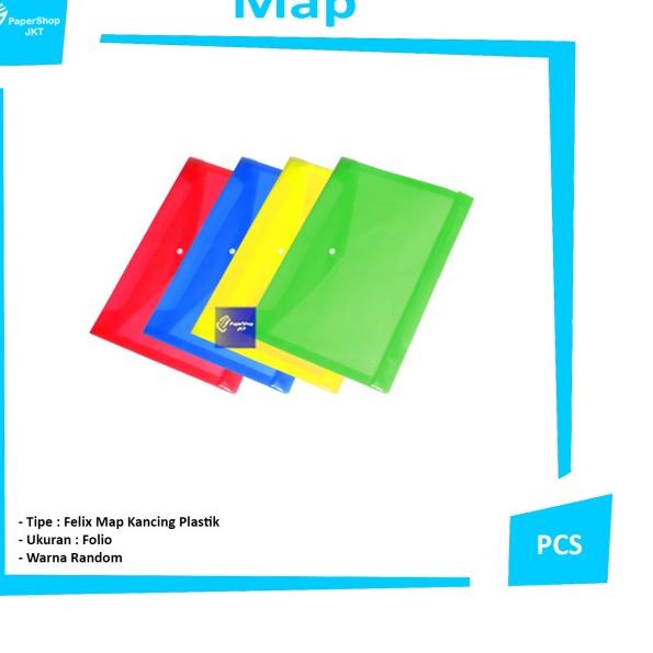 

➪ Map Plastik Kancing Felix Folio - Warna Random [ 1/2 Lusin = 6 PCS ] ♠