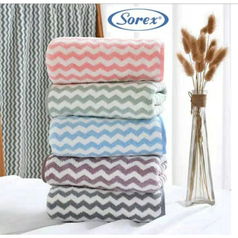 Handuk Bayi Sorex Super Soft Jumbo 70x140 / 50x100 cm HM886/891 Microfiber Towel Motif Zigzag Daya Serap Tinggi