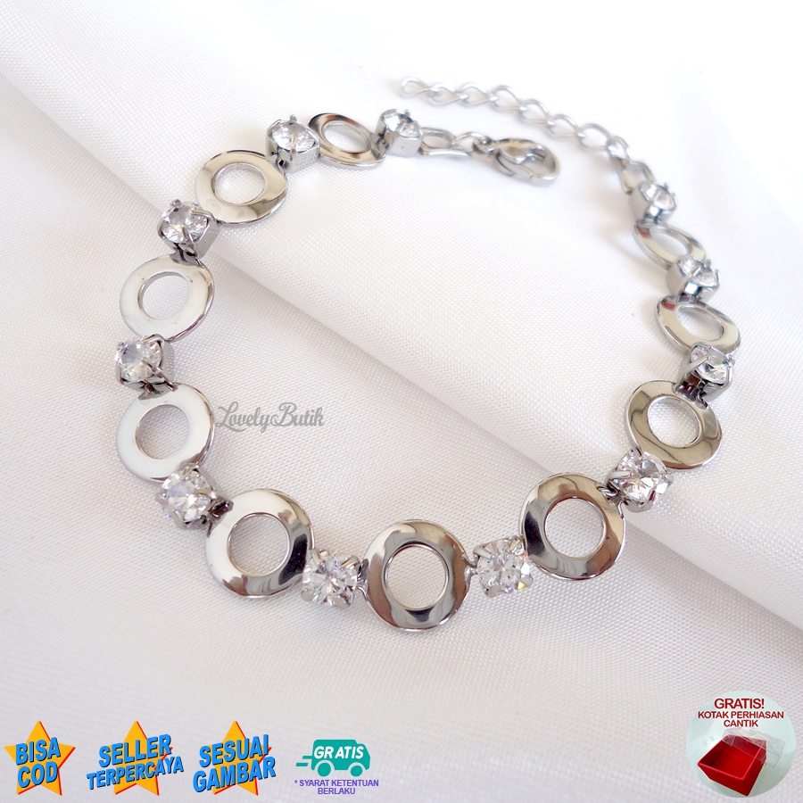 Lovelybutik - Gelang Tangan Titanium Asli Anti Karat dan Luntur Monalis4 Gelang Titanium Wanita Model Terbaru BONUS KOTAK PERHIASAN