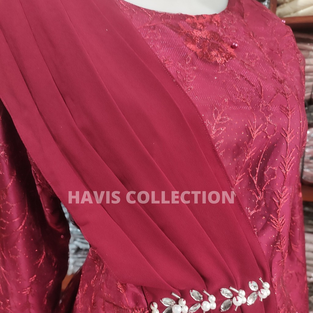 Batik Brokat Kebaya Couple Jumbo Modern, Kebaya Tunangan Sarimbit Kondangan, Kebaya Wisuda Amalia-Kebaya+Rok (Marun)