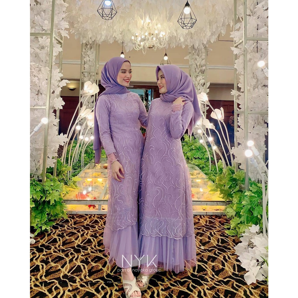 Gamis Brokat Tulle Mutiara Sabrina Maxi | Dress Kondangan | Gamis Lebaran | Seragam Pesta Kekinian