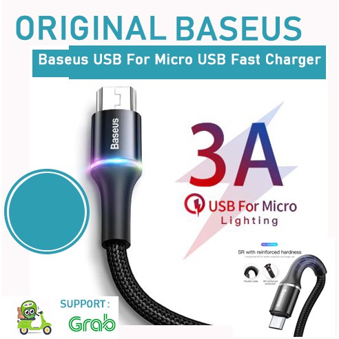 KABEL DATA MICRO USB LED FAST CHARGER CABLE DATA MIKRO PREMIUM BASEUS