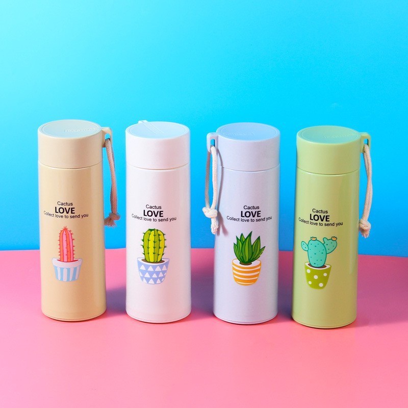 PFS - Botol Minum Kaca unik motif kaktus cactus 450 mL glass material murah cantik padang-1