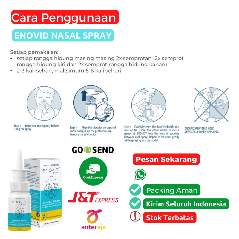 [100% RESMI] Enovid Daily Nose Sanitizer Spray Membunuh covid 19