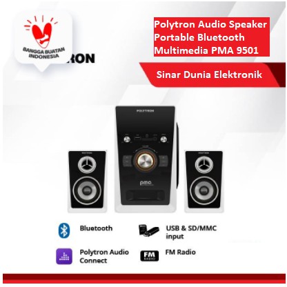 Polytron Audio Speaker Portable Bluetooth Multimedia PMA 9501 Garansi