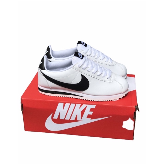 Sepatu Wanita/Pria Sneakers Nike Classic Cortez Leather White Black
