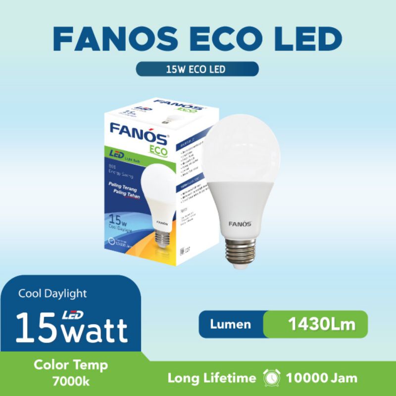 Lampu Led Fanos Eco 15w 15 Watt Garansi 1 Tahun Cahaya Putih