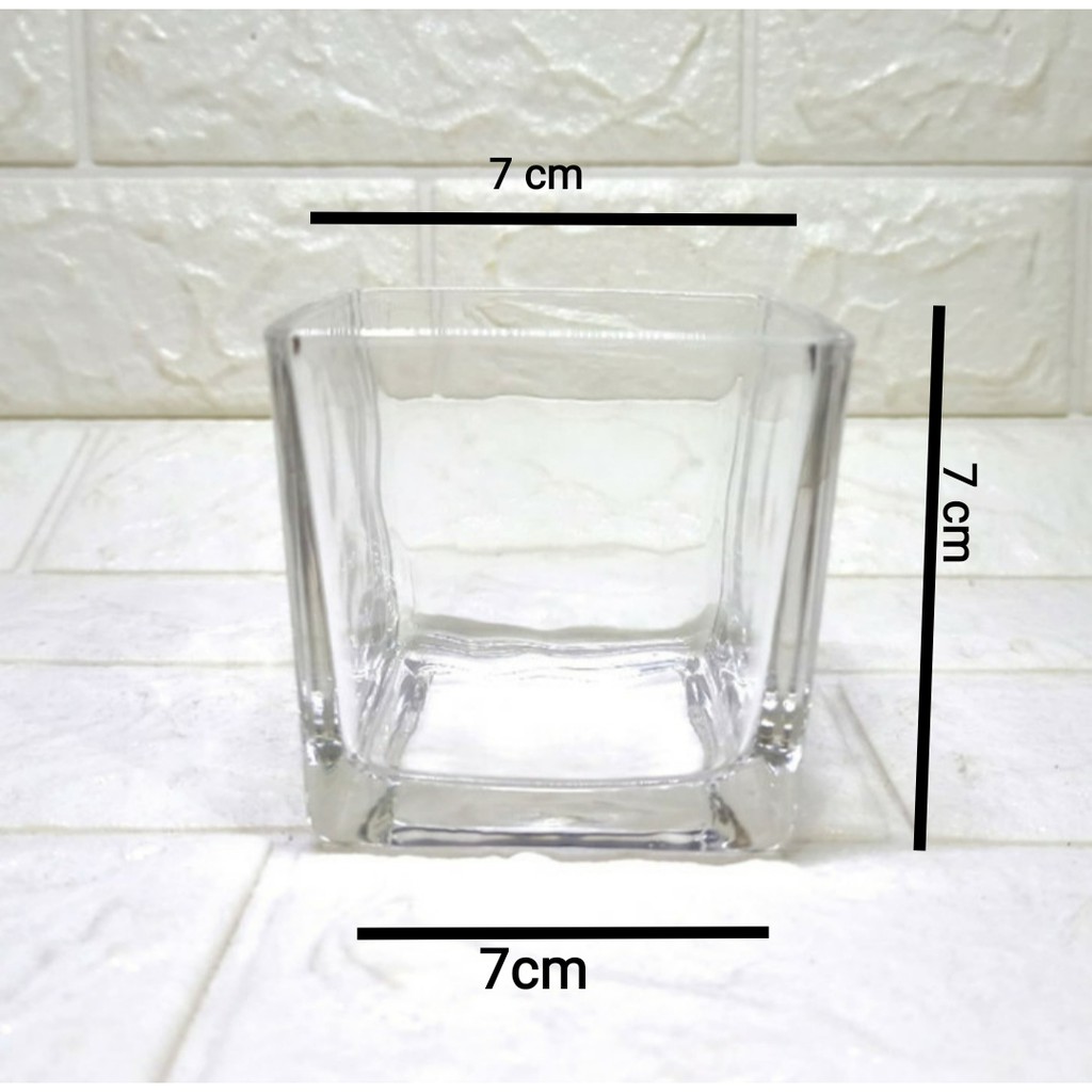 Vas Kaca Kotako 7 cm Persegi Kotak Pot untuk Sukulen