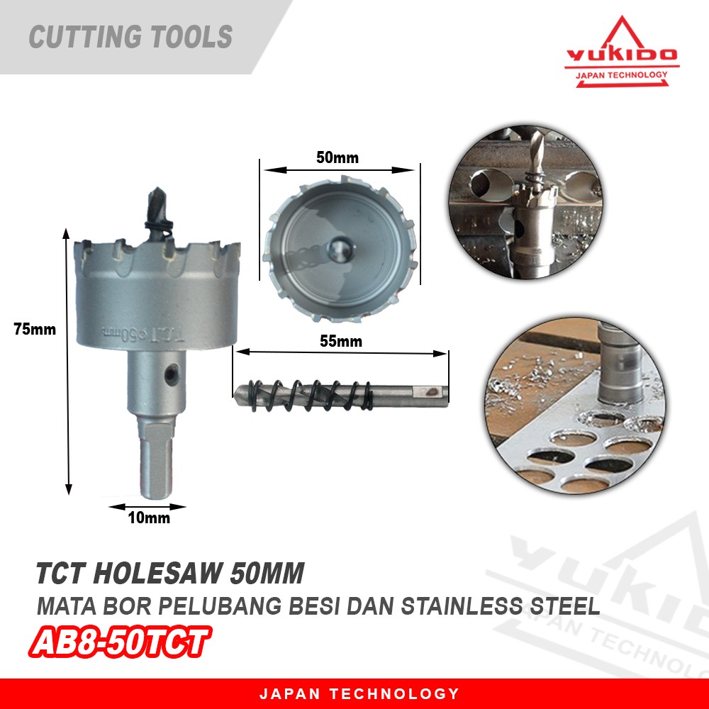 COD KERASS Mata Bor Holesaw Stainless Steel TCT Pelubang Besi Plate Metal Drilling Hole Saw Cutting Pelubang Plat Besi Logam 14mm - 50mm