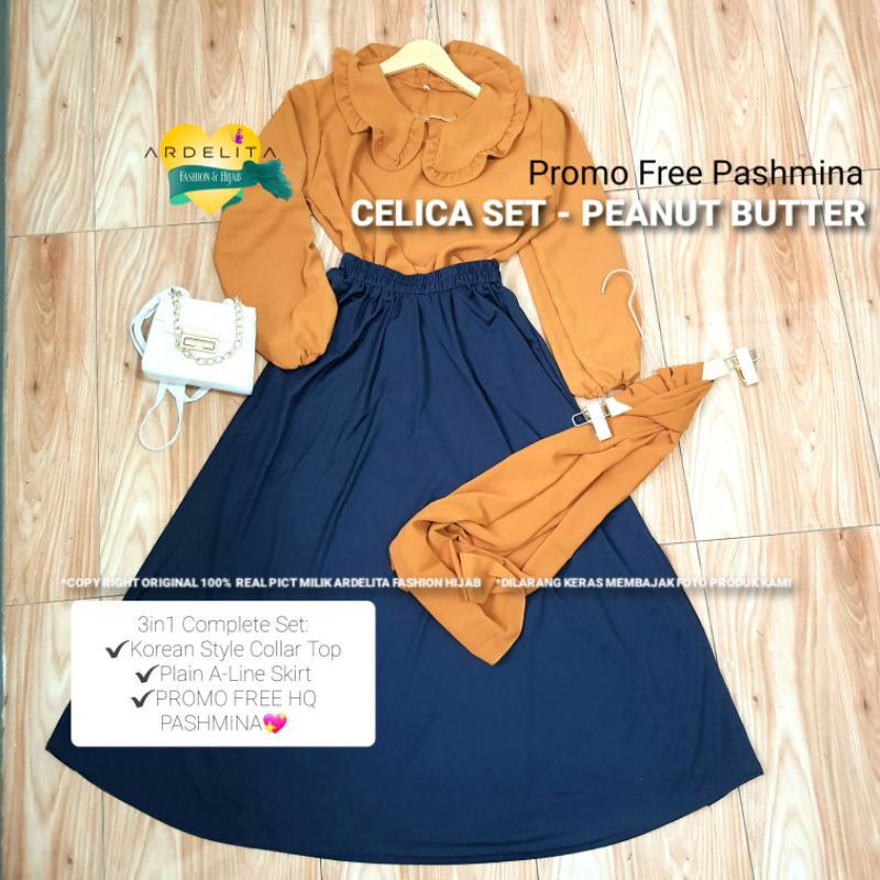 NEW PROMO FREE HIJAB - CELICA SET 3IN1 OOTD KOREAN STYLE BAJU SETELAN WANITA TERBARU OOTD HIJAB VIRAL BAJU WANITA REMAJA PAKAIAN MUSLIM WANITA