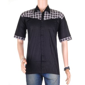 Kemeja Hem Batik Monokrom Kertawijaya - Katun Minyak Motif 1