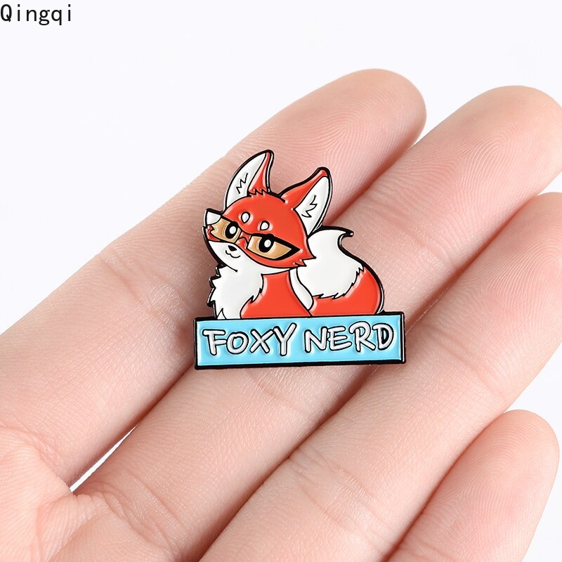 Bros Pin Enamel Bentuk Kartun Hewan Rubah Nerd Untuk Hadiah
